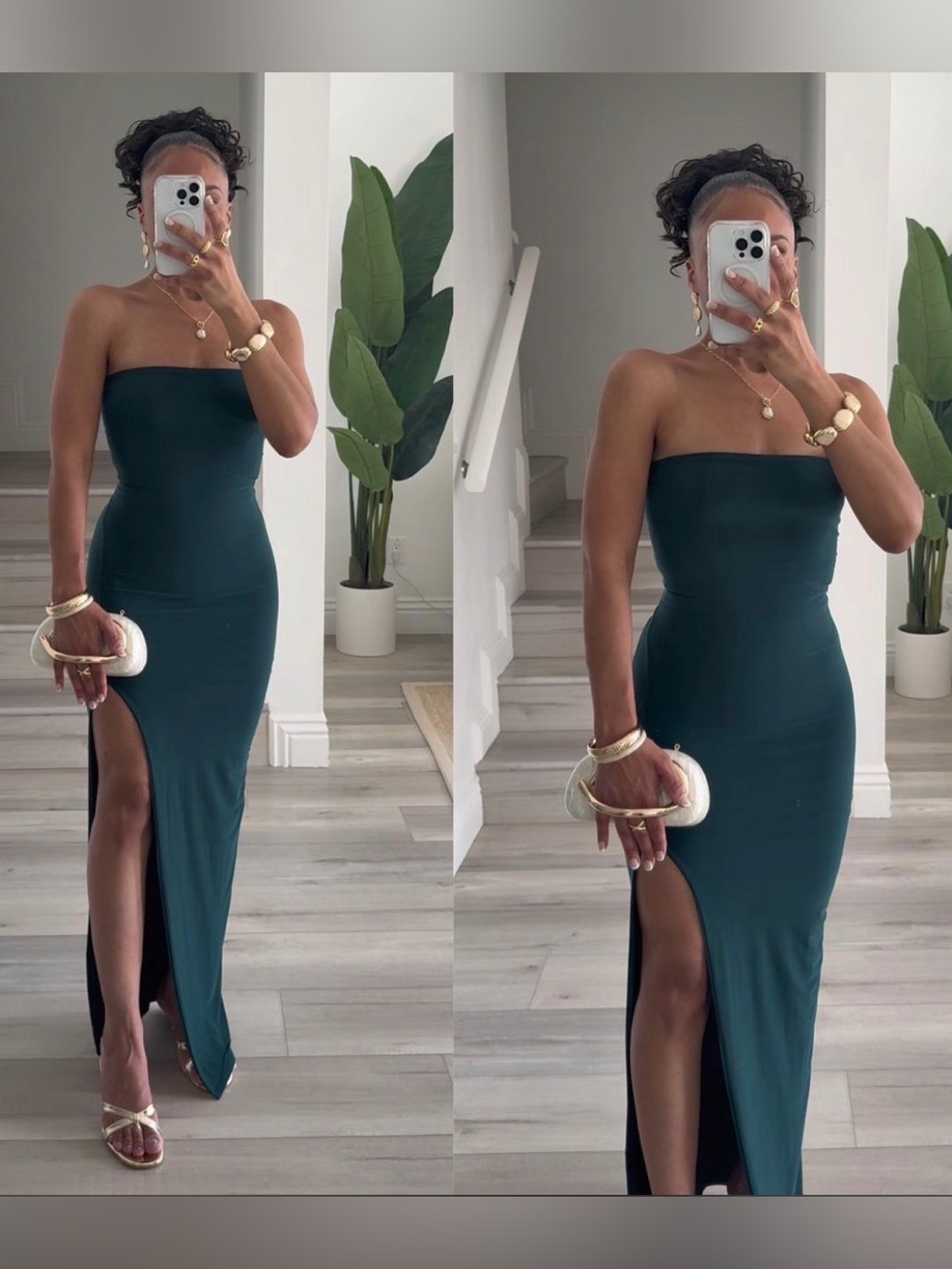 Green Strapless Maxi Dress